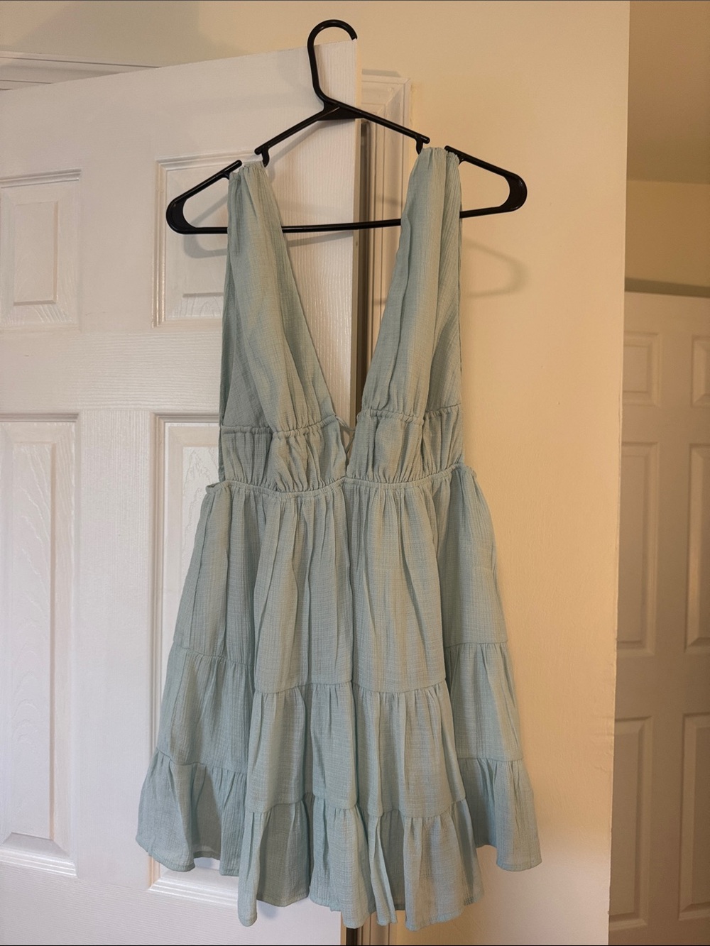 Light Blue Tiered V-Neck Sundress